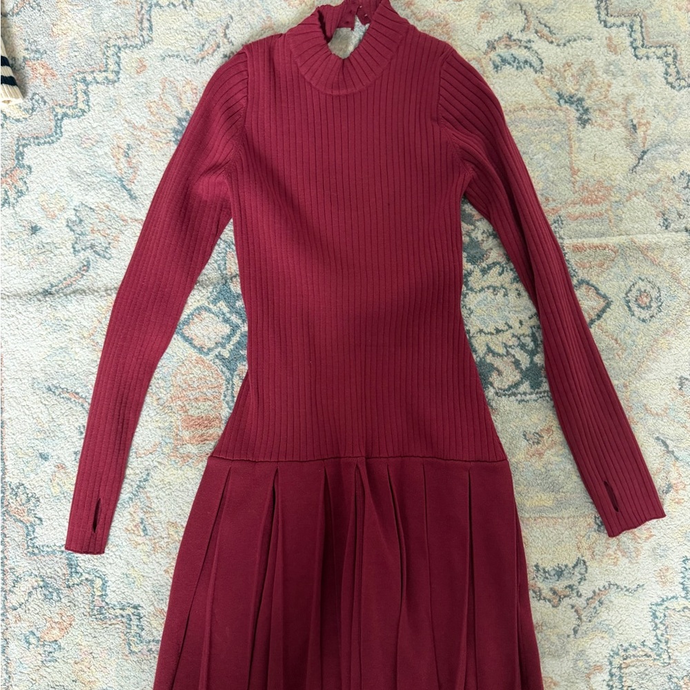 Free People Knit Long Sleeve Pleated Midi